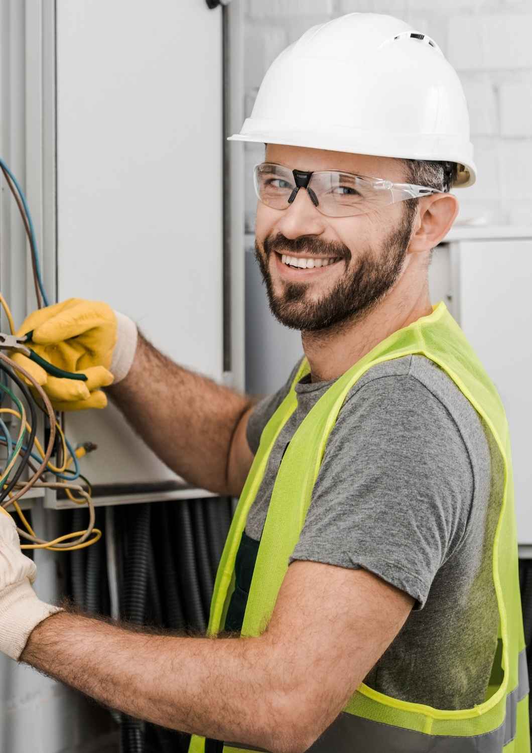 Smiling man in construction gear, representing business owners aligning personal wealth with life goals.