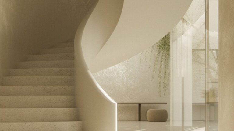 Minimalist staircase and light-filled interior symbolising financial freedom through thoughtful wealth planning.
