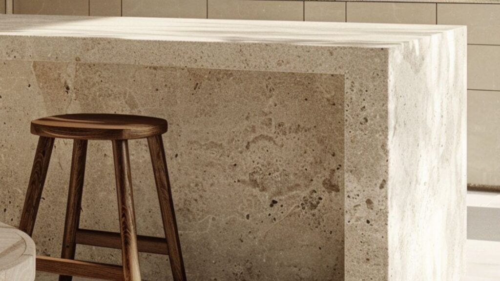Minimalist interior with natural materials, representing wealth built with purpose and intention.