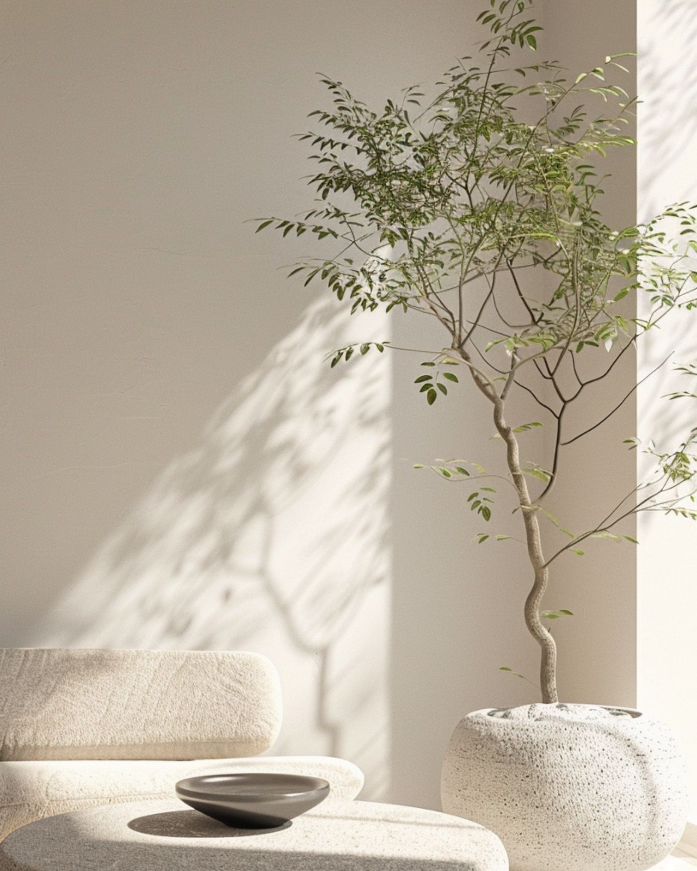 Light-filled interior with a growing tree, representing a long-term partnership built on ongoing financial advice and wealth management.